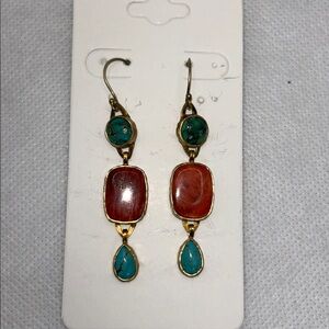 NWOT Designer Studio Barse Genuine Multi Gemstone Dangle Earrings